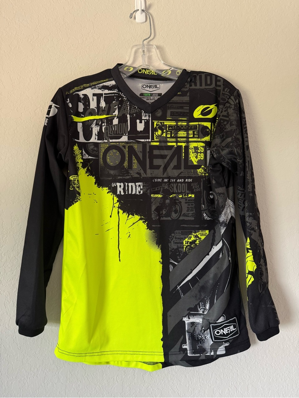 O'Neal Kids' Long Sleeve Ride Jersey - High-Vis Yellow/Black